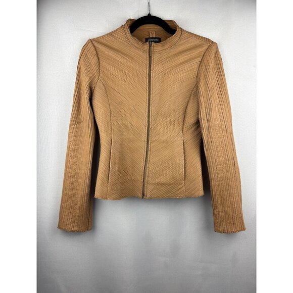 Bebe Womens Tan Leather Jacket Size S - Picture 1 of 5